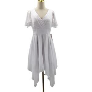 PARTY DRESS 10 L white lace up corset handkerchief knee length dress NEW B142